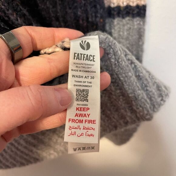 Fat Face Open Front Cardigan Navy Sweater Size 2 - Picture 4 of 9